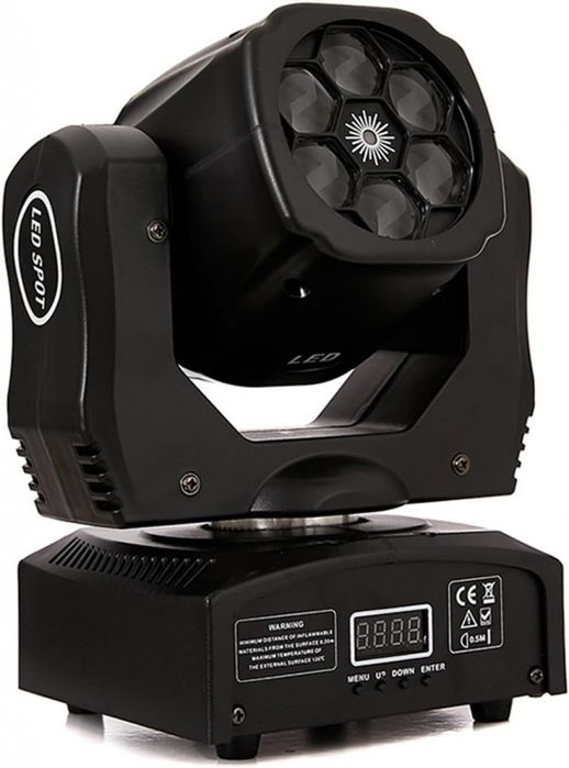 Преносими LED сценични светлини с движеща се глава и управление (6x12W