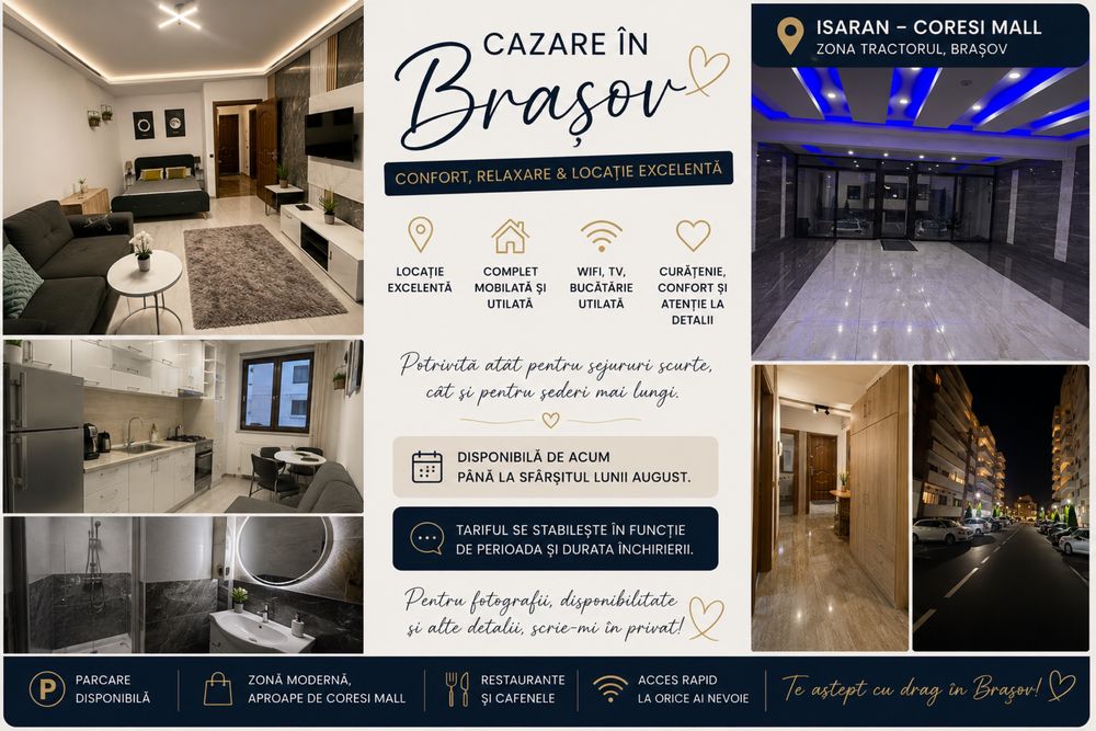Cazare / inchiriere garsoniera Brasov in complex rezidential langa Coresi mall