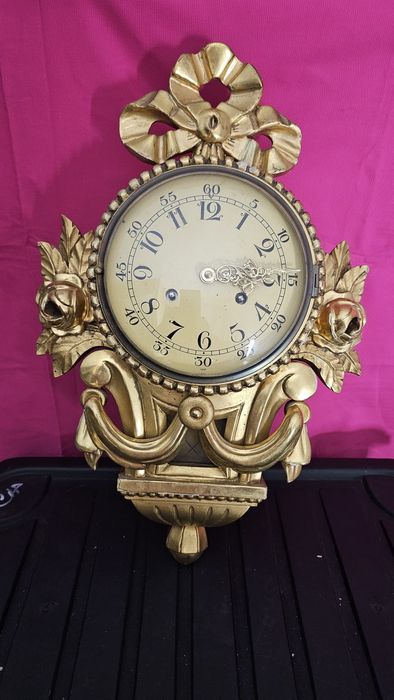 Ceas de perete vintage mecanic, stil baroc – 44 cm