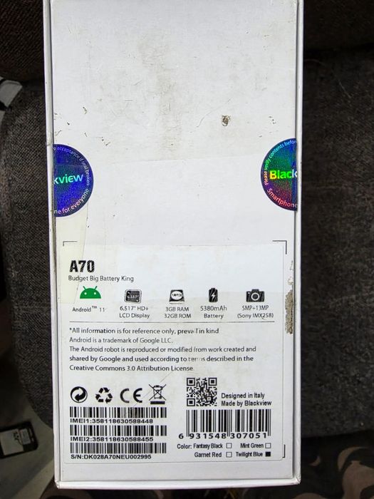Blackview A70 3/32Gb 5+13Mp Sony 5380mAh