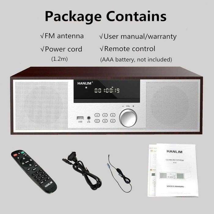Премиум стерео уредба HANLIM HL-816 CD, FM, Bluetooth/AUX/USB