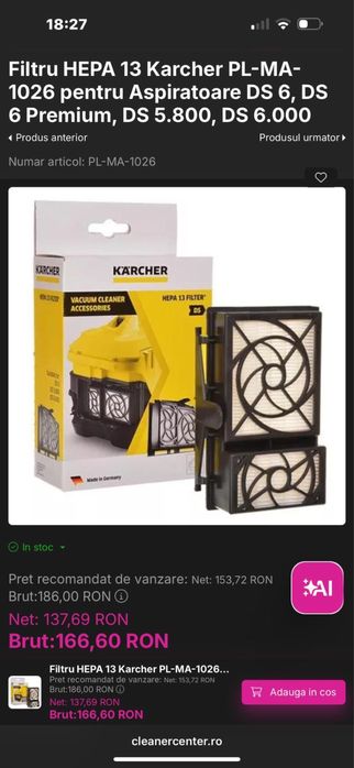 Filtru Karcher , nou , Hepa13Filter KARCHER