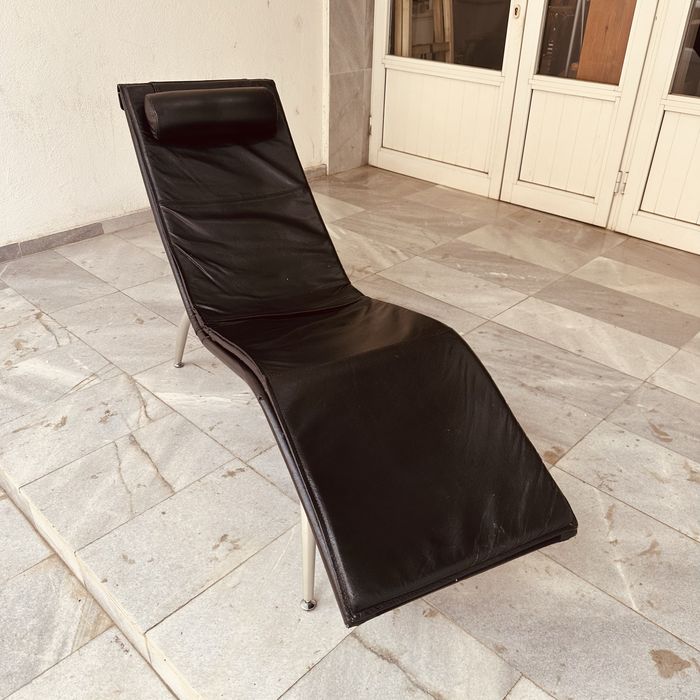 Датски релакс шезлонг от 90-те,естествена кожа,Дания