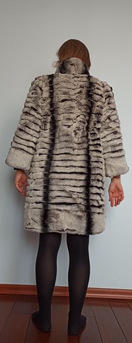 Haină de blană naturală de iepure rex chinchilla