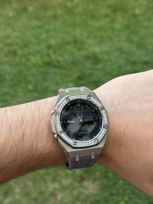 Casio G-Shock CasiOak  Iced Out Custom Gri