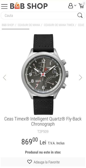 Ceas bărbătesc Timex Indiglo Intelligent Quartz Fly Back Chronograph