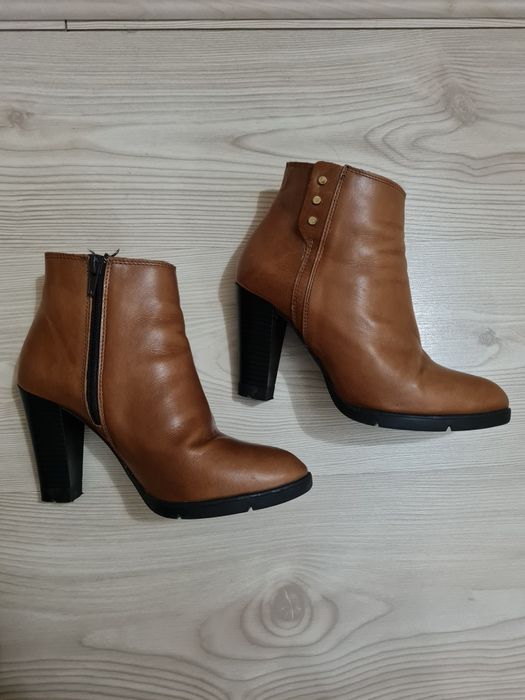Botine piele, maro camel, 36