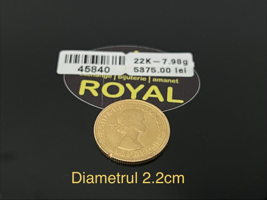 Bijuteria Royal CB: Moneda aur 22k 7,98gr British Gold Sovereign(1 Sovereign) cu buletin de expertiza