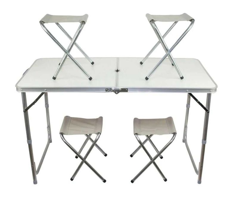 Сгъваема къмпинг маса с 4 стола, 120см х 60см
