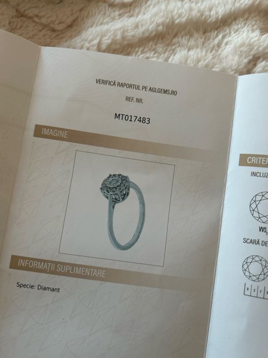 Inel aur alb 18k cu 14 diamante