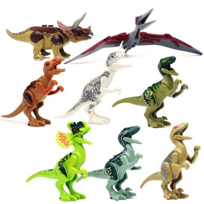 Set 8 Dinozauri tip Lego Jurassic Park: Indominus, Blue, Charlie, Echo