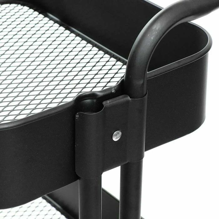 Этажерка на колесах 3-х ярусная черная, прочная и вместительная