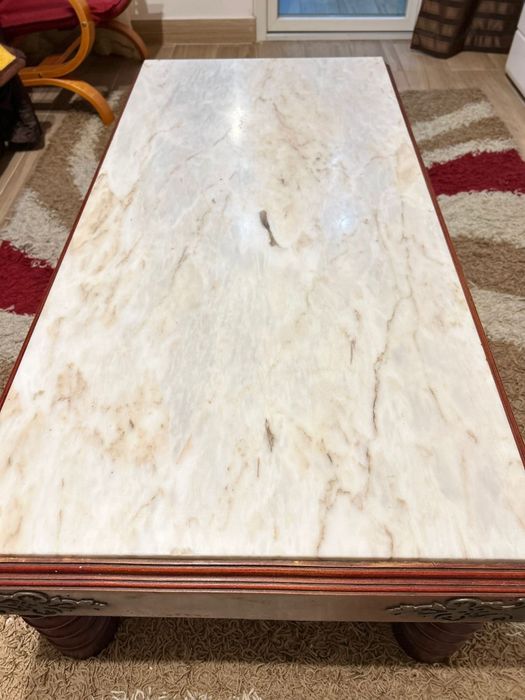 Masă de lemn masiv cu marmură