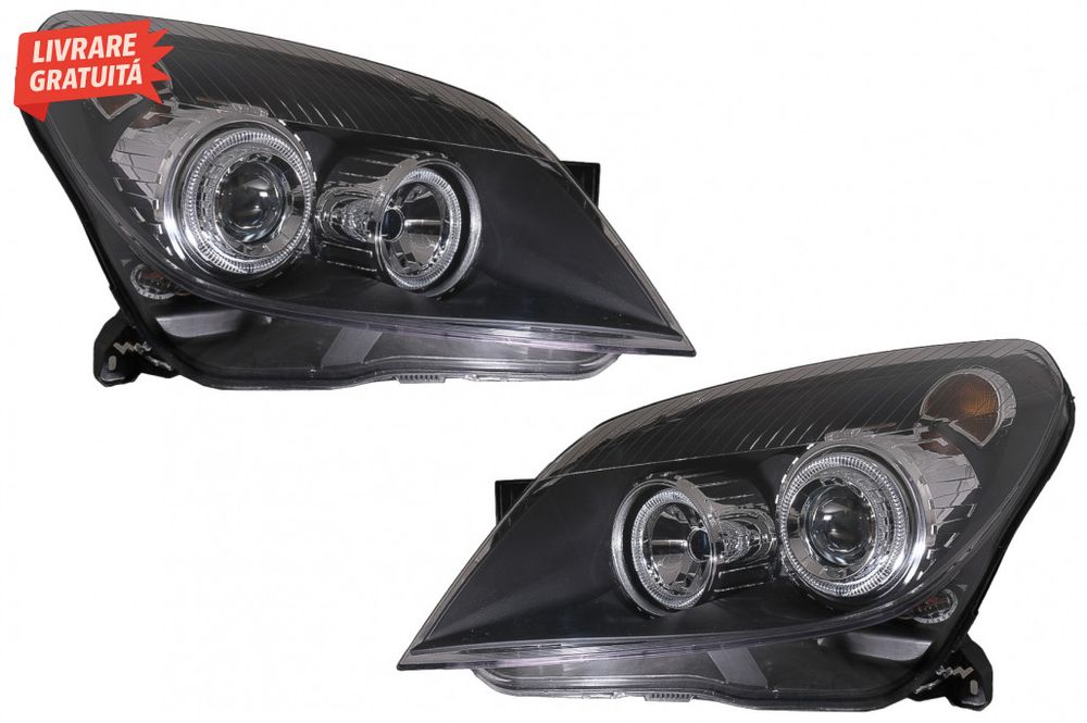 Faruri Opel Astra H (03.2004-2009) Angel Eyes Negru