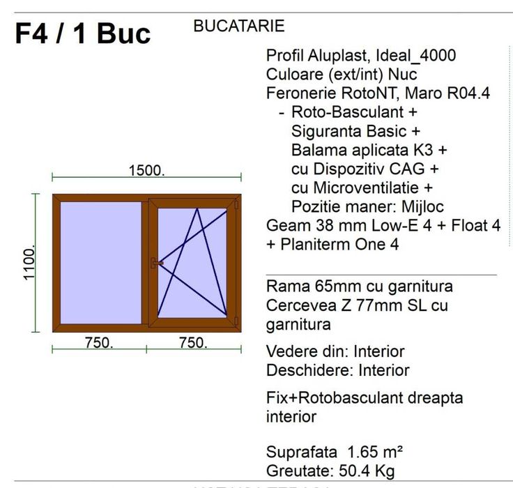 Fereastra PVC cu sticla termopan