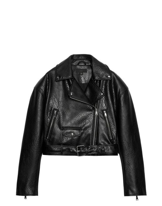 Палто с косъм  кожено и двулицево яке    Zara