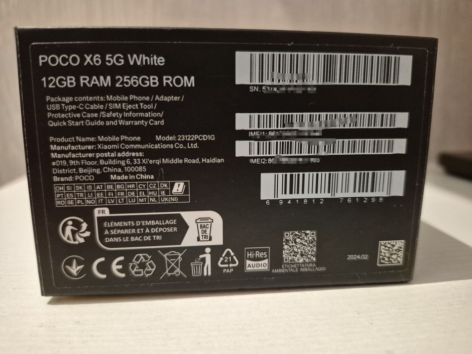 Poco x6 5g white