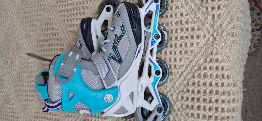 Детски ролери Oxelo, сиво/ментово