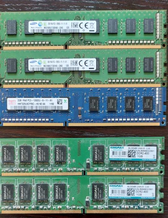 RAM DDR3 3 x 2 GB Samsung/ Hynix, DDR2 2 x 1GB Kingmax
