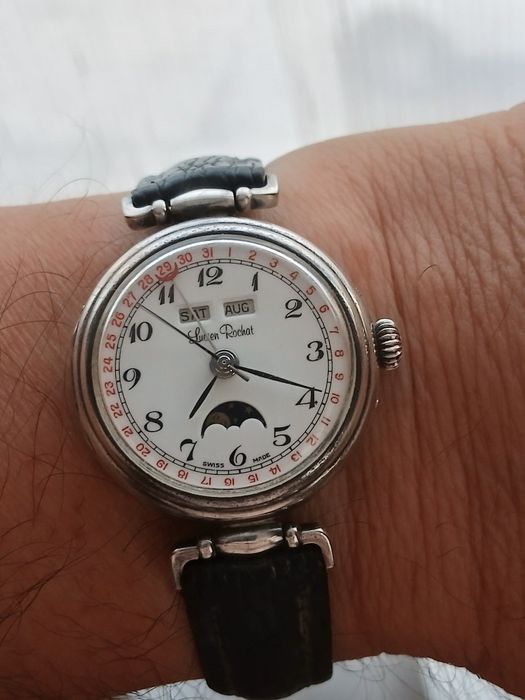 Ceas Lucien Rochat calendar moon phase argint