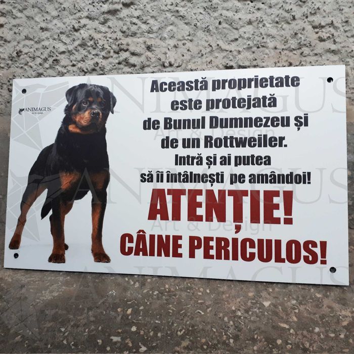 Placa Avertizare Caine Rau Periculos Rottweiler