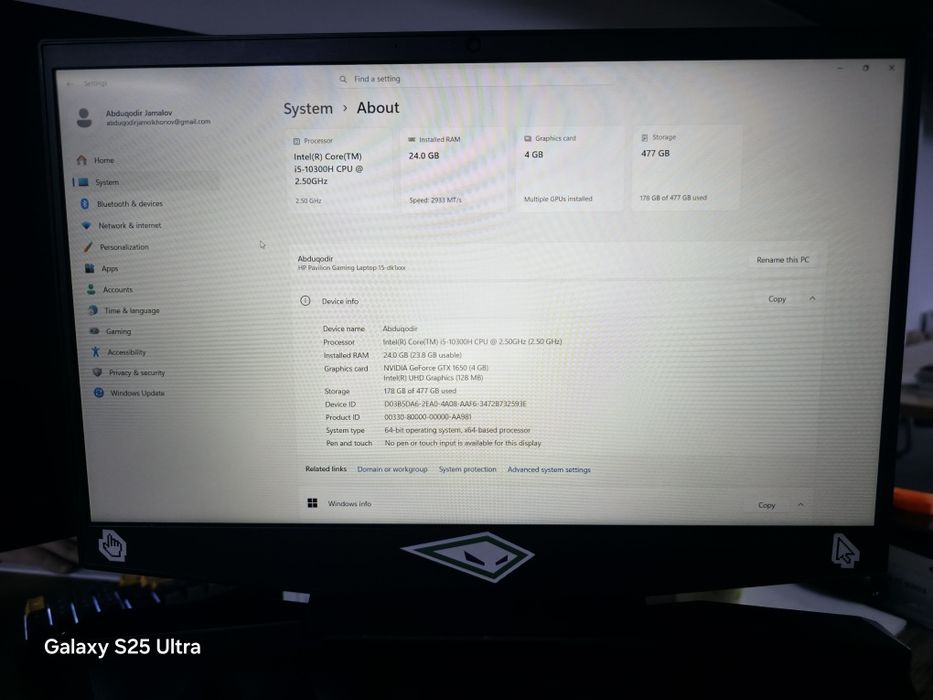 HP Pavilion Gaming 15 i5 GTX 1650 24/512GB