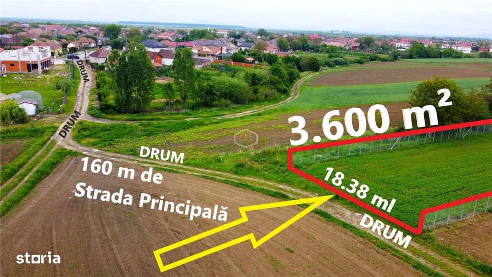Teren 3.600 m² in Odoreu | 7 km de Satu Mare | 160 m de Principala