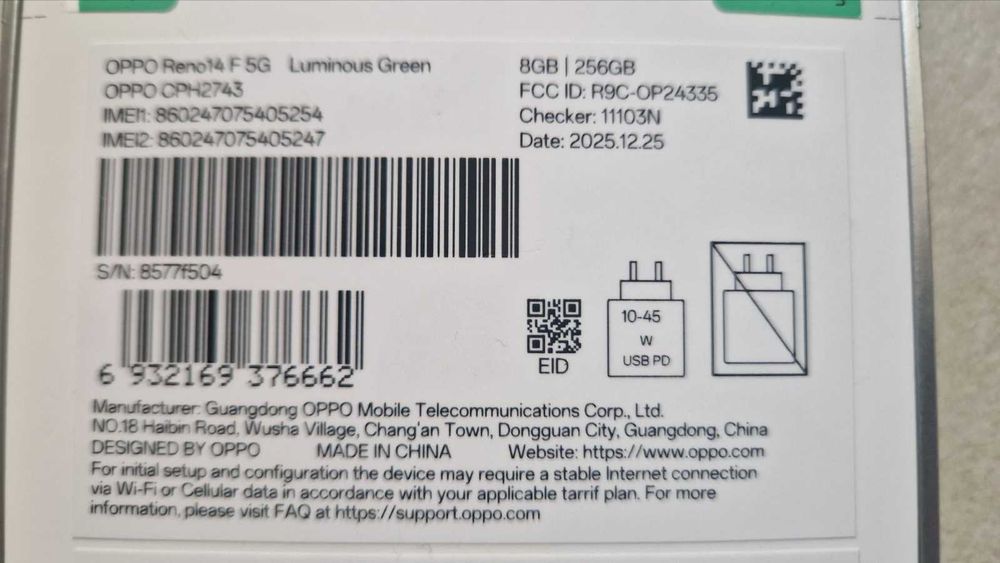 OPPO Reno14 F 5G – Luminous Green | 8GB/256GB
