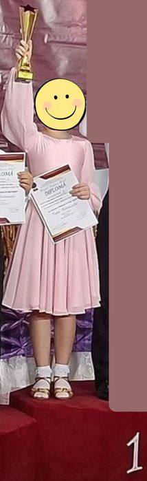 Rochie dans sportiv / rochie concurs – fetiță, roz pudrat