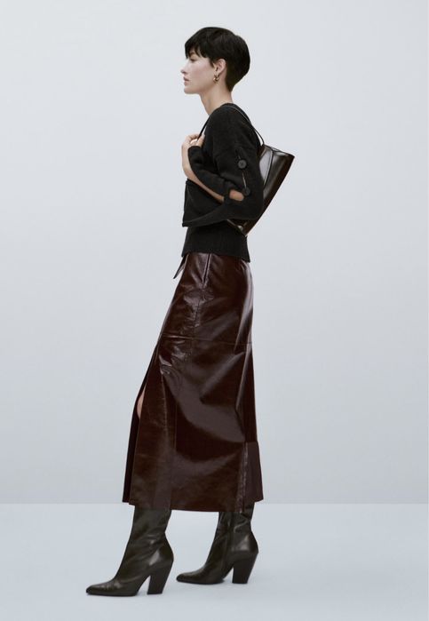 Fusta din piele Massimo Dutti Limited Edition