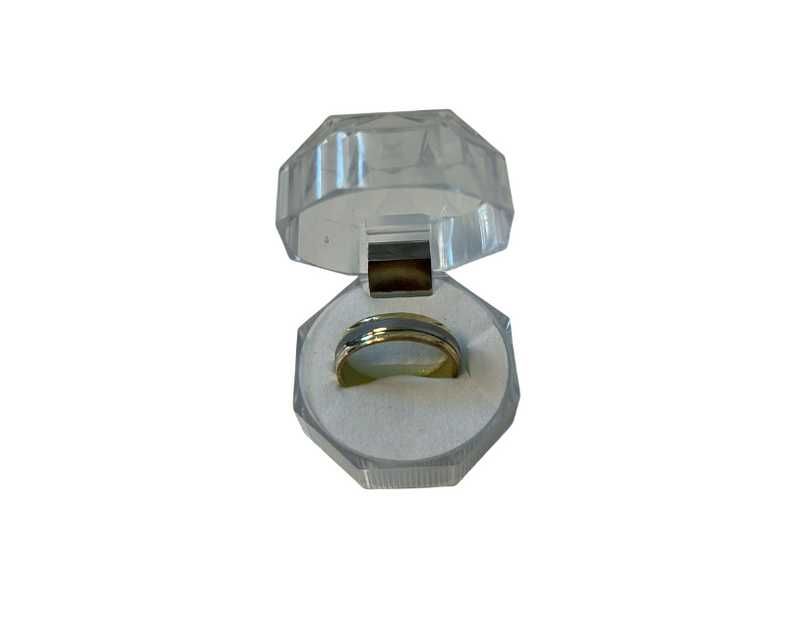 Inel barbatesc din aur galben cu aur alb 14k, 4.43 grame