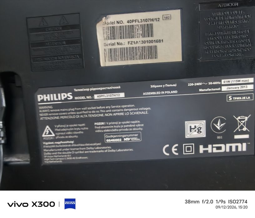Televizor LED Philips, 102 cm, Full HD, 40PFL3107H/12
