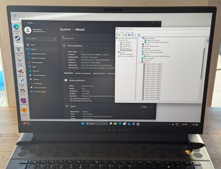 Alienware m18 R2 Intel i9 14900 HX RTX4070 32 RAM 1 TB SSD