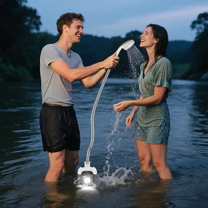 Преносим душ подходящ за къмпинг кемпер каравана вътрешен външен душ