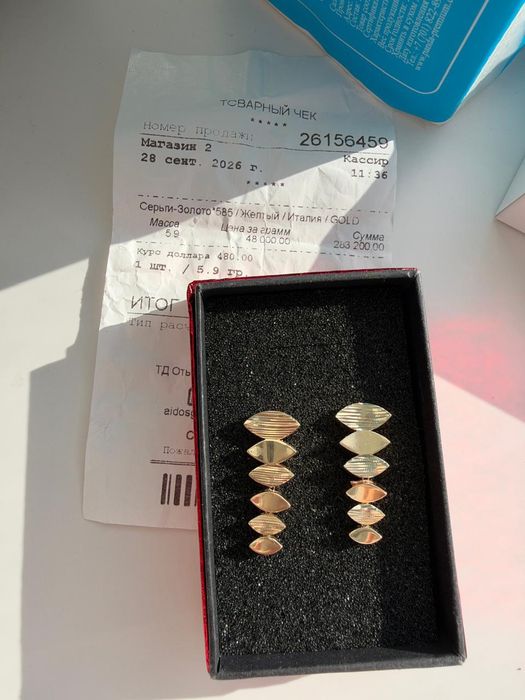 Зотолые сережки 585пробы