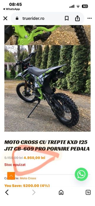 Kxd 125cc 4 timpi sau schimb cu cv electric