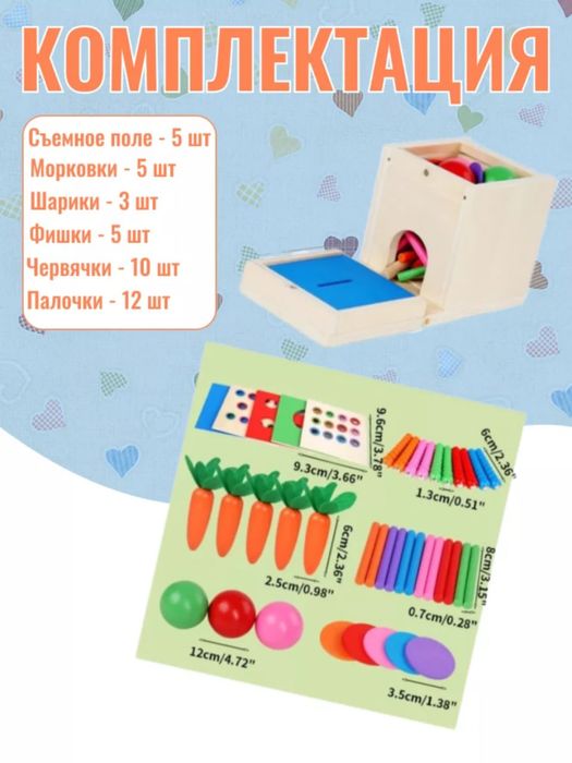 O'yinchoq, Kichkintoylar uchun Montessori yog‘och saralagichi 6x1