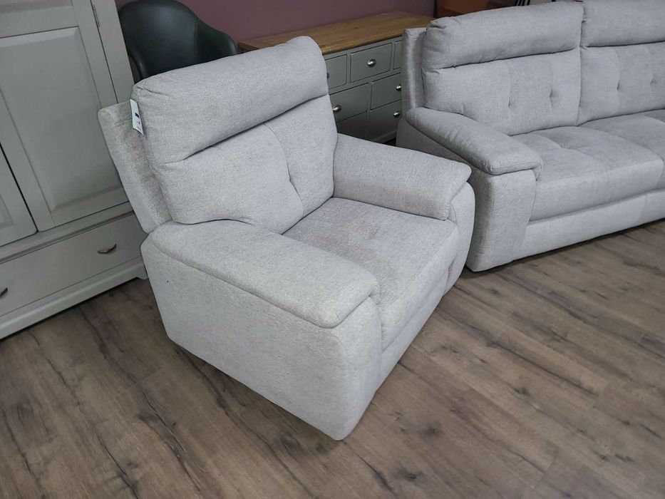 Италиански сив комплект от плат диван тройка и два фотьойла