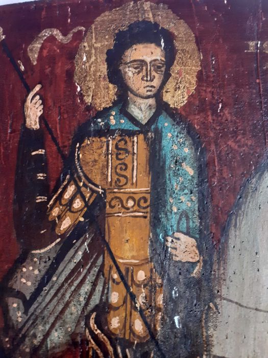 icoana foarte veche pictura pe lemn 26/38 cm