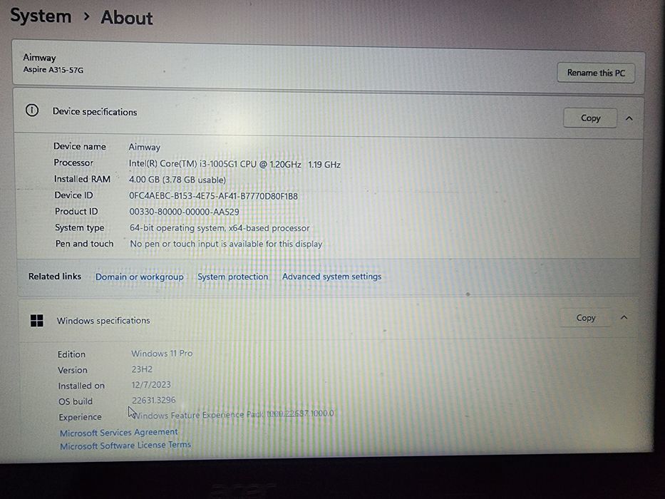 Acer Aspire A315-57G