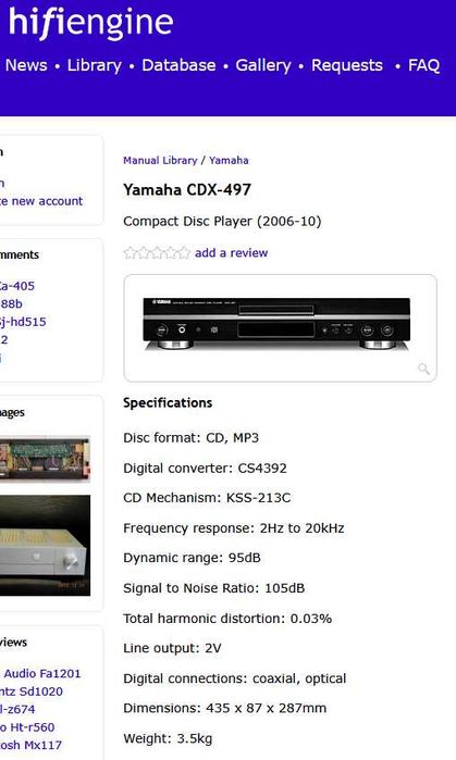 YAMAHA CDX-497 cd-player Hi-Fi