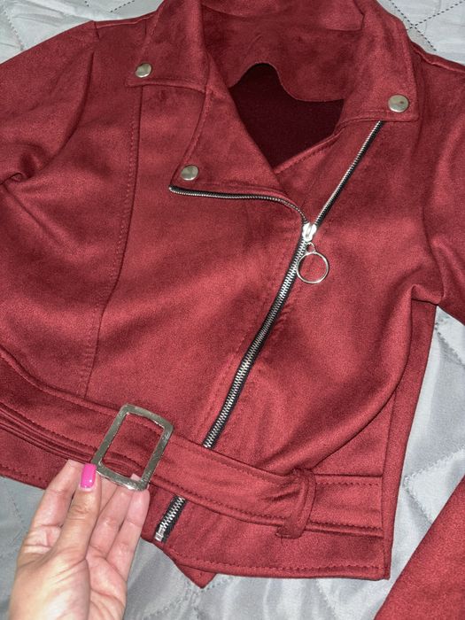 Jacheta bordo imitatie piele intoarsa