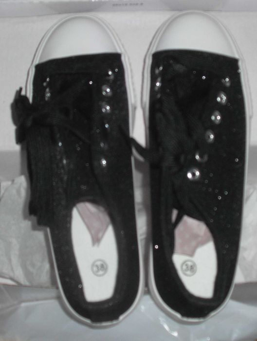 Кецове с ефект брокат, черни и червени, р-р 36 - 39