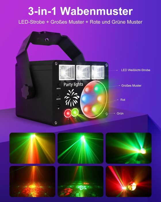 Lumină disco Vicalo LED cu telecomandă + control muzică, stroboscop