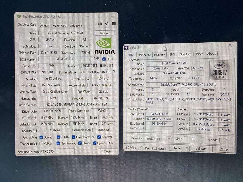 Desktop i7 - 10700, RTX 3070, 32 gb RAM