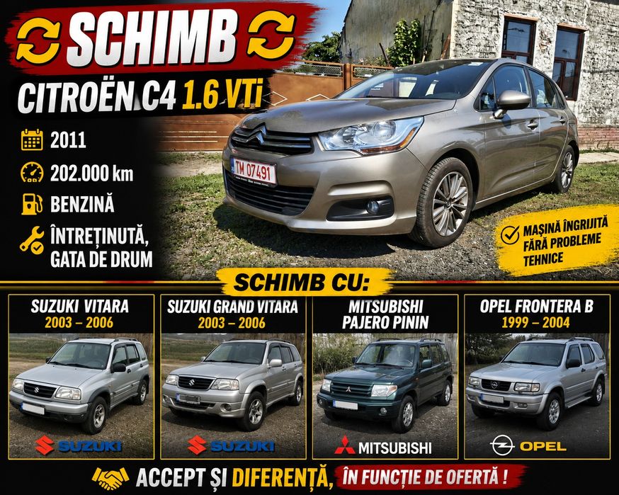 Citroën C4 1.6 VTi 120 CP | 2011 | 202.000 km | Distribuție nouă