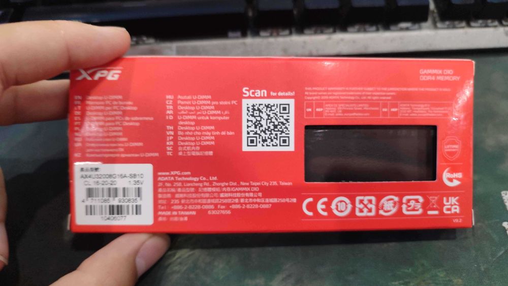 рам памет XPG GAMMIX D10 16gb (2x8) 3200Mhz cl16