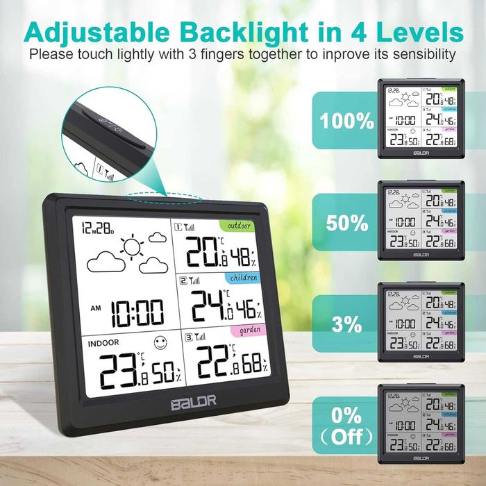 LEVIPE Метеорологична станция – Голям тъчскрийн, 3 външни сензора