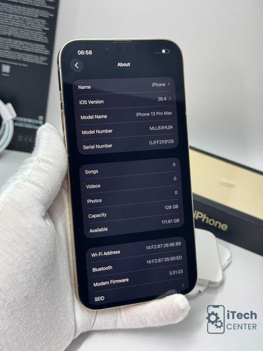 iPhone 13 Pro MAX 128GB Gold, 100% батерия, НЕРАЗЛИЧИМ ОТ НОВ, 1г. ГАРАНЦИЯ!