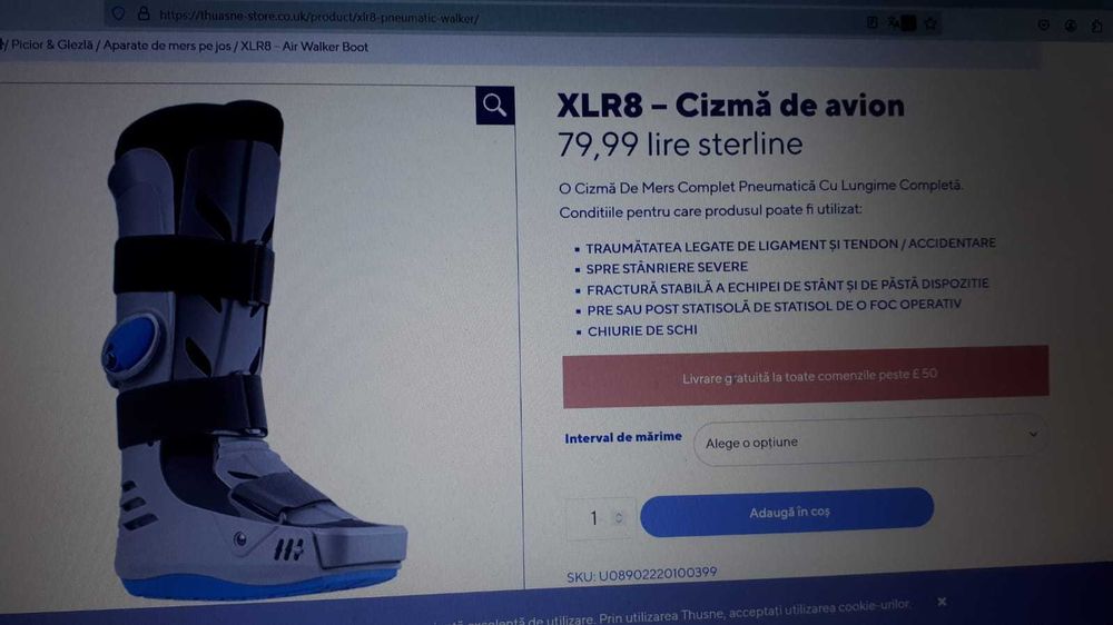 Vand orteza de mers pneumatica THUASNE XRL8 G2 LONG